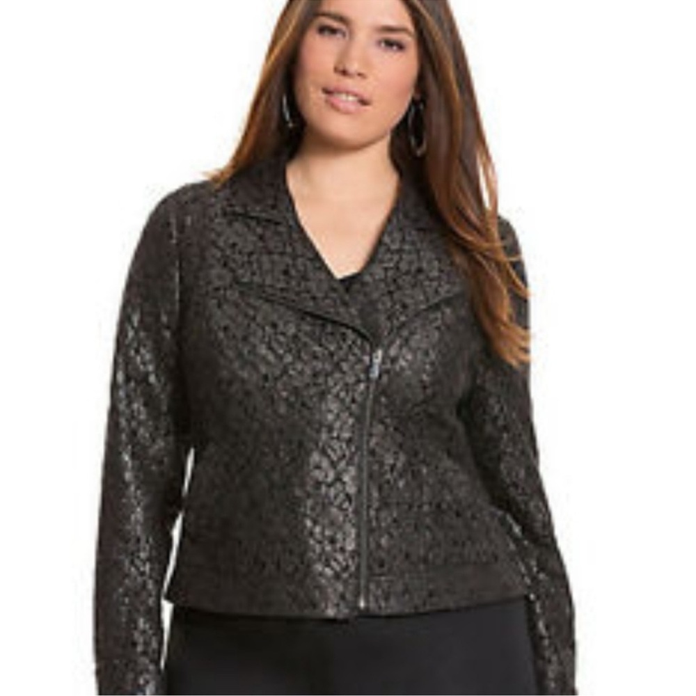 Lane Bryant Lace Moto Jacket Size 14